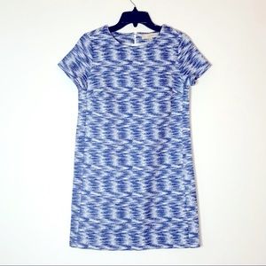 LOFT, size 0 Petite, blue and white woven dress